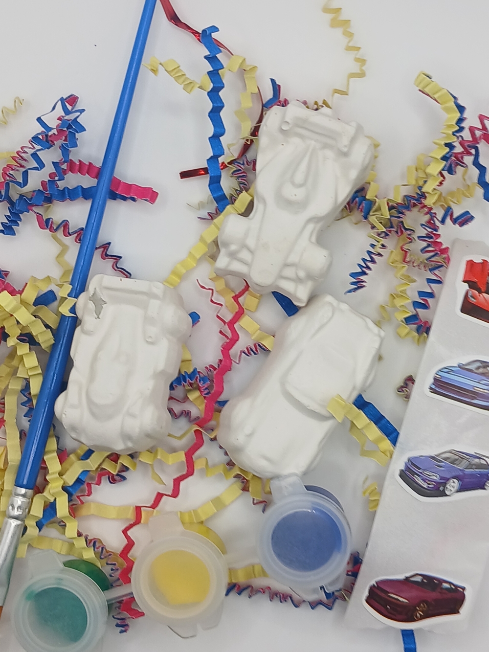 Party Craft Paint-Your-Own White Car Ornaments - Home Party Supplies